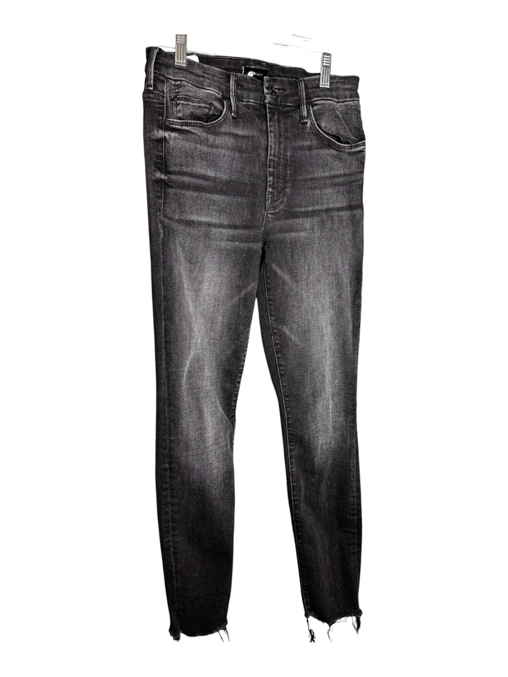 MOTHER The Looker Ankle Fray Skinny Jeans Faded Washed Black Not Guilty 26